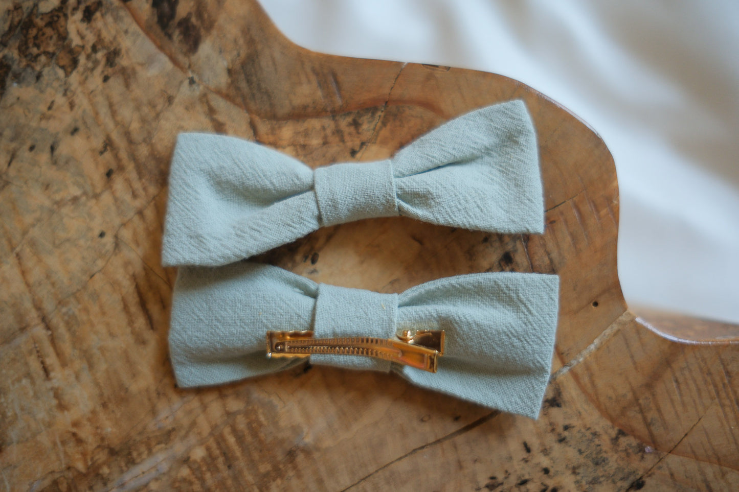 Green Linen Blend Bows - Set of 2
