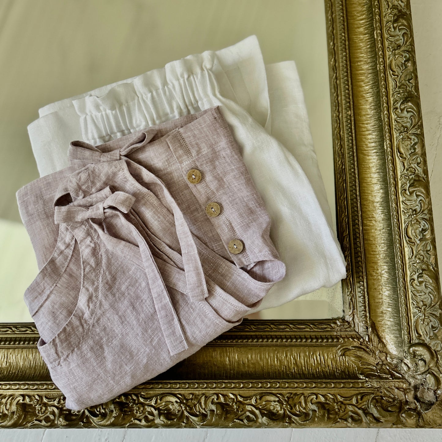 Wisteria Linen Blouse & Skirt Set
