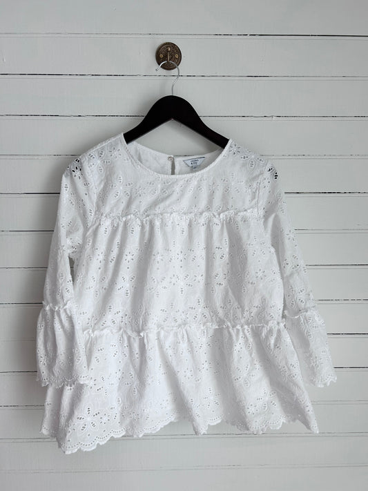 Large White Eyelet Tiered Blouse