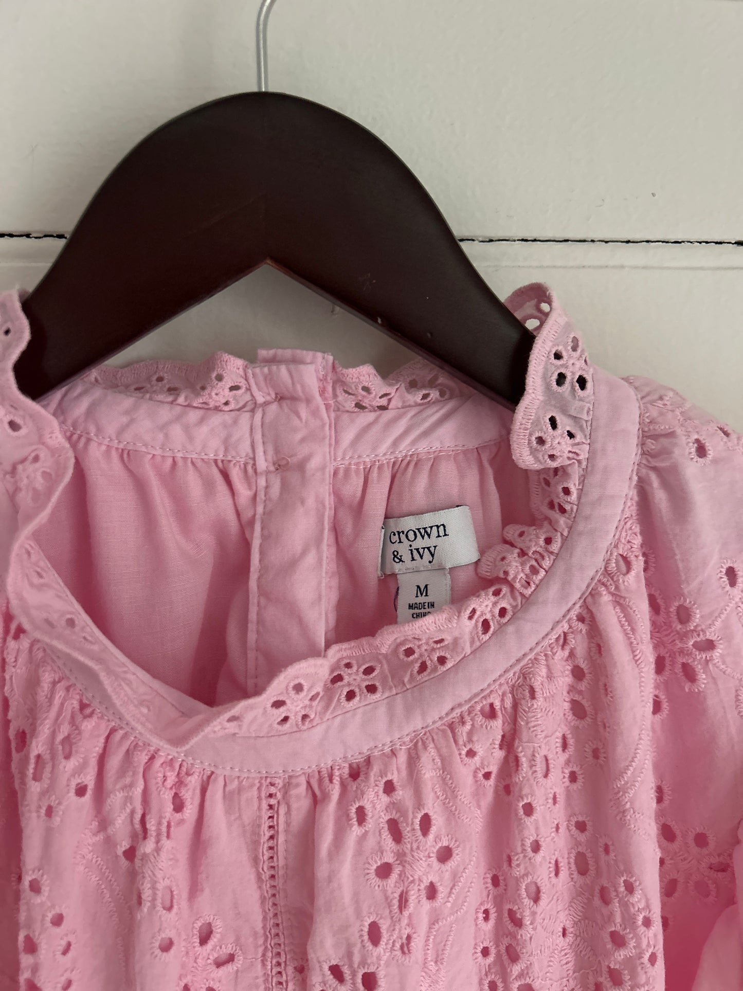 Medium Pink Eyelet Top