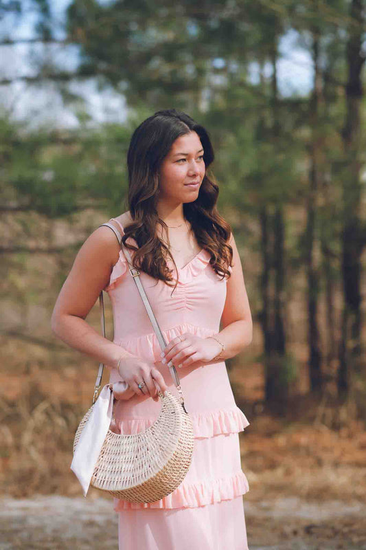 Light Rattan and Blush Purse