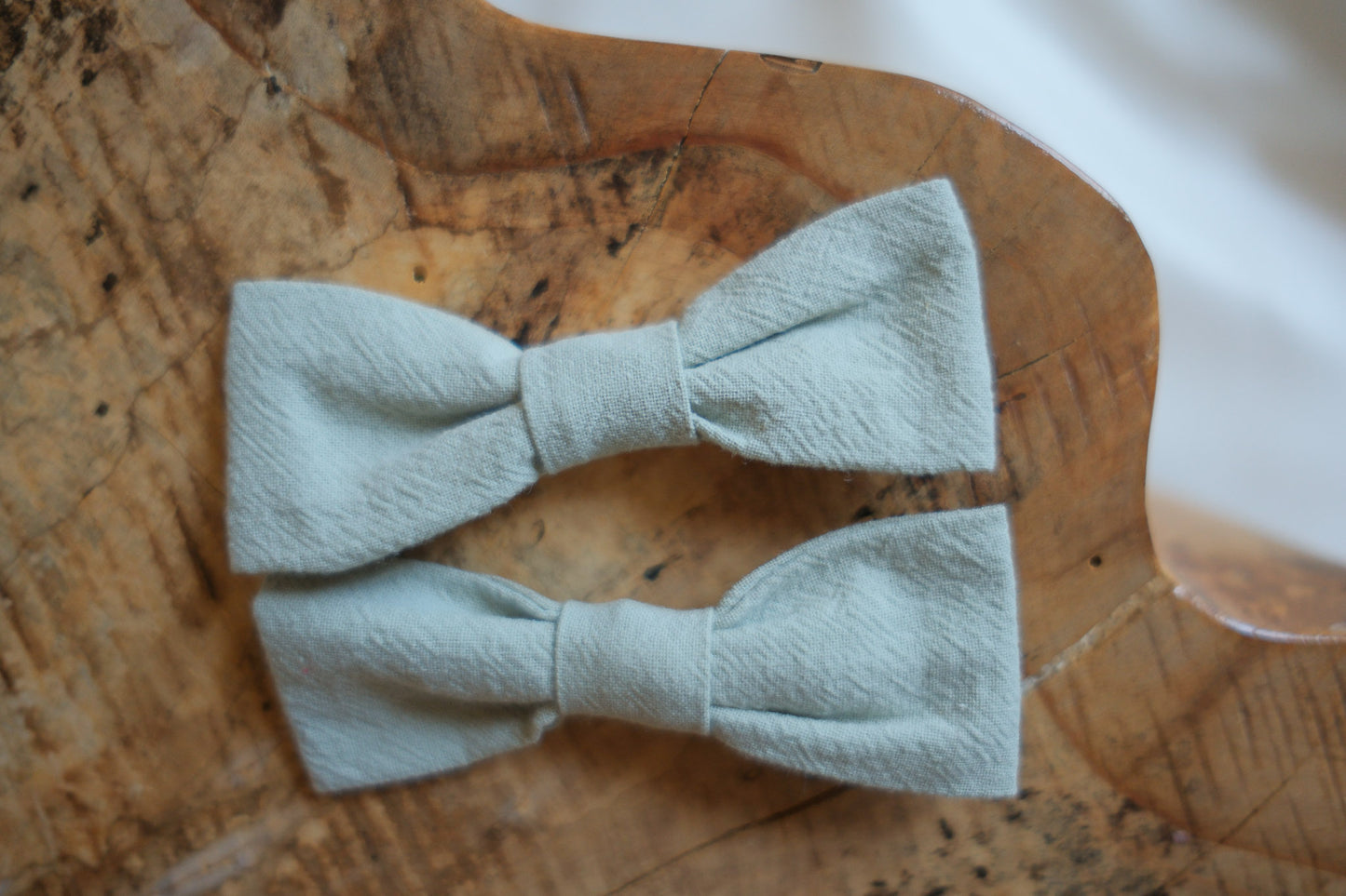 Green Linen Blend Bows - Set of 2